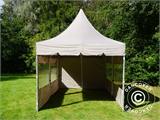 Faltzelt FleXtents PRO Peak Pagoda 3x6m Latte, mit 6 Seitenwänden