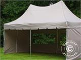 Faltzelt FleXtents PRO Peak Pagoda 3x6m Latte, mit 6 Seitenwänden