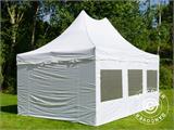 Faltzelt FleXtents PRO Peak Pagoda 4x6m Weiß, mit 8 Seitenwänden