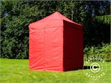 Tente pliante FleXtents Basic, 2x2m Rouge, avec 4 cotés