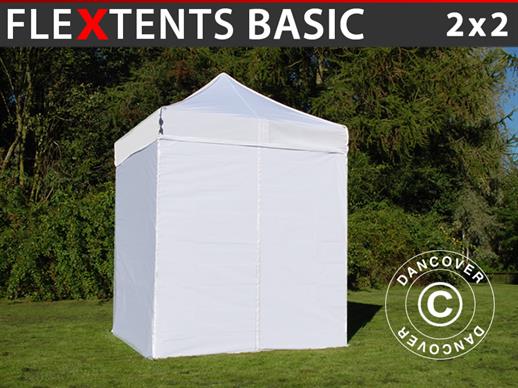 Tente pliante FleXtents Basic, 2x2m Blanc, avec 4 cotés