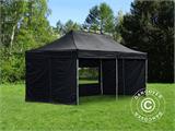 Tente Pliante FleXtents PRO 4x8m Noir, avec 6 cotés