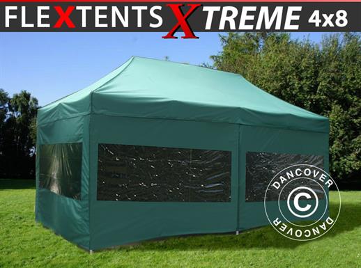 Vouwtent/Easy up tent FleXtents Xtreme 50 4x8m Groen, inkl.6 Zijwanden