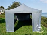 Faltzelt FleXtents Xtreme 50 4x8m Grau, mit 6 Seitenwänden