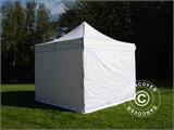 Gazebo pieghevole FleXtents PRO 3x3m Bianco, Ignifugo, inclusi 4 fianchi