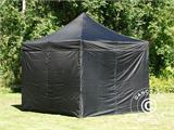 Gazebo pieghevole FleXtents PRO 3x3m Nero, Ignifugo, incl. 4 fianchi