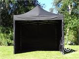 Snabbtält FleXtents PRO 3x3m Svart, Flammhämmande, inkl. 4 sidor