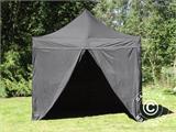 Tente pliante FleXtents PRO 3x3m Noir, Ignifugé, avec 4 cotés