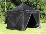 Gazebo pieghevole FleXtents Xtreme 50 3x3m Nero, Ignifugo, inclusi 4 fianchi