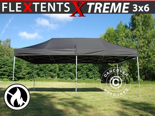 Vouwtent/Easy up tent FleXtent Xtreme 3x6m Zwart, Vlamvertragende