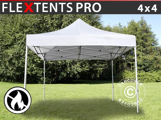 Vouwtent/Easy up tent FleXtents PRO 4x4m Wit, Vlamvertragende