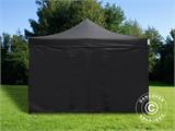 Faltzelt FleXtents PRO 4x4m Schwarz, Flammenhemmend, mit 4 Seitenwänden