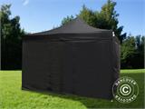 Tente pliante FleXtents PRO 4x4m Noir, Ignifugé, avec 4 cotés