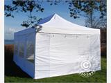 Faltzelt FleXtents PRO 4x6m Weiß, Flammenhemmend, mit 8 Seitenwänden