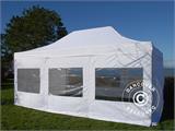 Prekybinė palapinė FleXtents PRO 4x6m Balta, Liepsnai nepralaidus, įsk. 8 šonines sienas