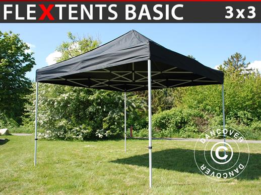 Tente pliante FleXtents Basic, 3x3m Noir