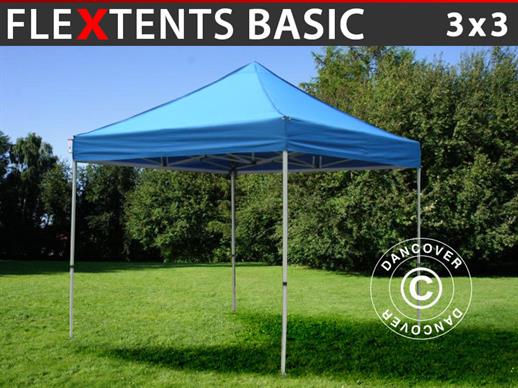 Vouwtent/Easy up tent FleXtents Basic, 3x3m Blauw