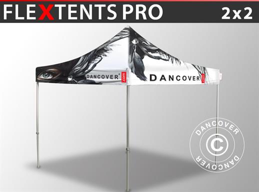 Pop up gazebo FleXtents PRO with full digital print, 2x2 m