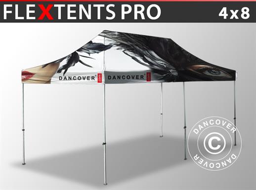 Faltzelt FleXtents PRO mit vollflächigem Digitaldruck, 4x8m