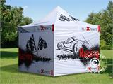 Gazebo pieghevole FleXtents PRO con completa stampa digitale, 3x3m, incl. 4 pareti laterali