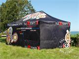 Vouwtent/Easy up tent FleXtents PRO met grote digitale afdruk, 3x6m, incl. 4 zijwanden