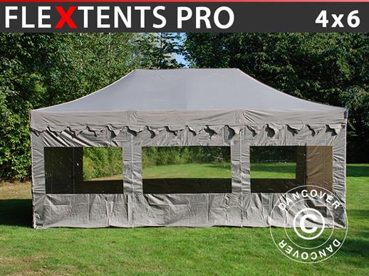 Pop up gazebo FleXtents PRO "Morocco" 4x6 m Latte, incl. 8 sidewalls