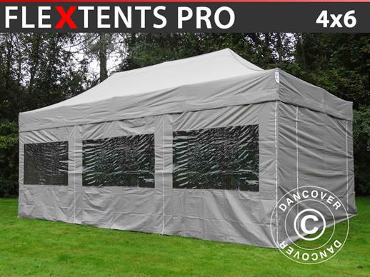 Vouwtent/Easy up tent FleXtents PRO 4x6m Latte, inkl. 8 Zijwanden