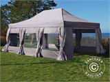 Vouwtent/Easy up tent FleXtents PRO 4x6m Latte, inkl. 8 zijwanden & decoratieve gordijnen