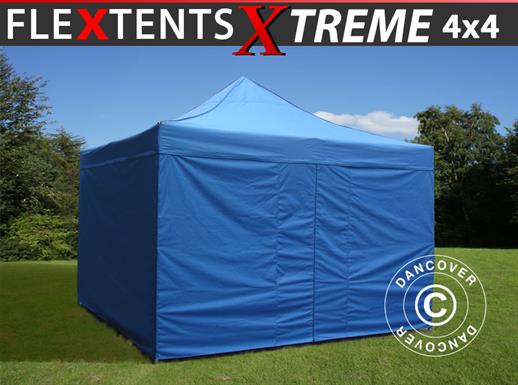 Vouwtent FleXtents Xtreme 60 4x4m Blauw, inkl 4 Zijwanden