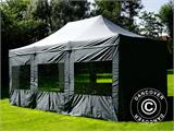 Faltzelt FleXtents PRO 4x6m Grau, mit 8 Seitenwänden