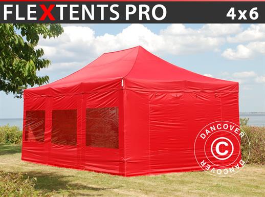 Carpa plegable FleXtents PRO 4x6m Rojo, Incl. 8 lados Carpa plegable FleXtents PRO 4x6m Rojo, Incl. 8 lados