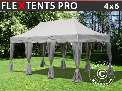 Faltzelt FleXtents PRO "Peaked" 4x6m Latte, mit 8 Gardinen