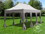 Gazebo pieghevole FleXtents PRO "Peaked" 4x6m Latte, incl. 8 tendaggi decorativi