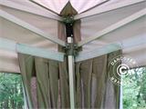 Carpa plegable FleXtents PRO "Peaked" 4x6m Latte, incl. 8 cortinas decorativas