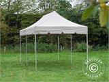 Vouwtent/Easy up tent FleXtents PRO "Peaked" 4x8m Latte, inkl. 6 decoratieve gordijnen
