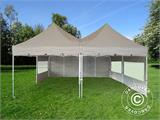 Carpa plegable FleXtents PRO Peak Pagoda 6x6m, Latte, 8 muros laterales incluidos