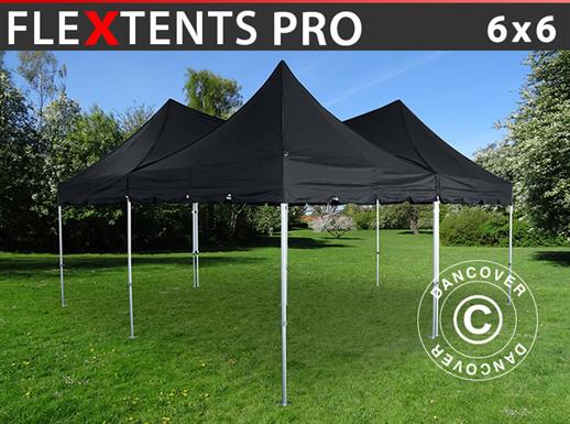 Tente pliante FleXtents PRO Peak Pagoda 6x6m, Noir