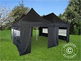 Pop up gazebo FleXtents PRO Peak Pagoda 6x6 m, Black, Incl. 8 sidewalls