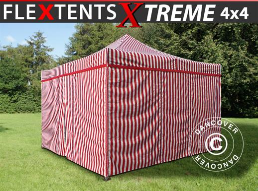 Quick-up telt FleXtents Xtreme 50 4x4m Stripet, inkl. 4 sider