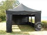 Faltzelt FleXtents Xtreme 50 4x6m Schwarz, mit 8 Seitenwänden