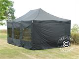 Vouwtent FleXtent Xtreme 4x6m Zwart, inkl. 8 Zijwanden