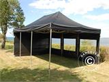 Vouwtent FleXtent Xtreme 4x6m Zwart, inkl. 8 Zijwanden
