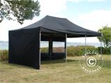 Vouwtent FleXtent Xtreme 4x6m Zwart, inkl. 8 Zijwanden