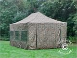 Vouwtent/Easy up tent FleXtents Xtreme 50 4x6m Camouflage/Militair, inkl. 8 Zijwanden