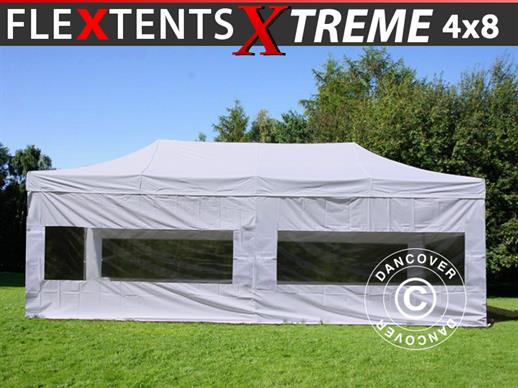 Tente pliante FleXtents Xtreme 50 4x8m Blanc, avec 6 cotés