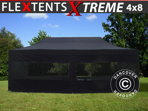 Tente Pliante FleXtents Xtreme 50 4x8m Noir, avec 6 cotés
