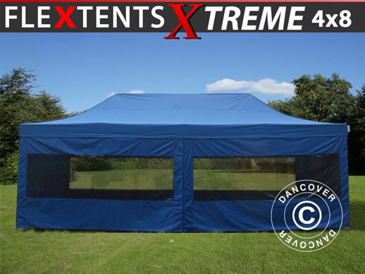 Namiot ekspresowy FleXtents Xtreme 50 4x8m Niebieski, mq 6 ściany boczne