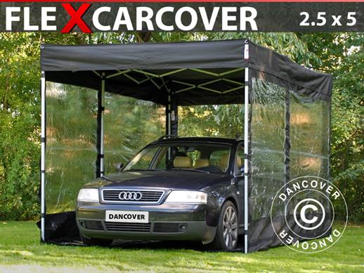 Faltgarage FleX Carcover, 2,5x5m, Schwarz Faltgarage FleX Carcover, 2,5x5m, Schwarz