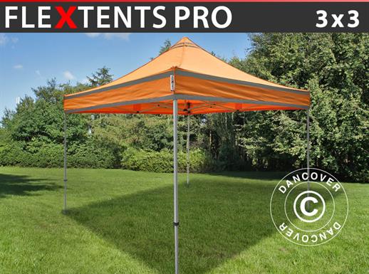 Gazebo pieghevole FleXtents PRO, Tenda da lavoro 3x3m Arancione Riflettente