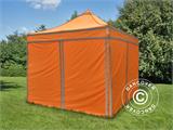 Faltzelt FleXtents PRO Arbeitszelt 3x3m Orange mit Reflektorbändern, mit 4 Seitenwänden